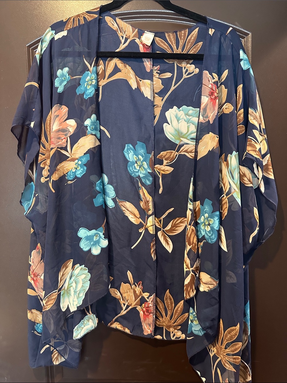 Navy Floral Swim Coverup Kimono